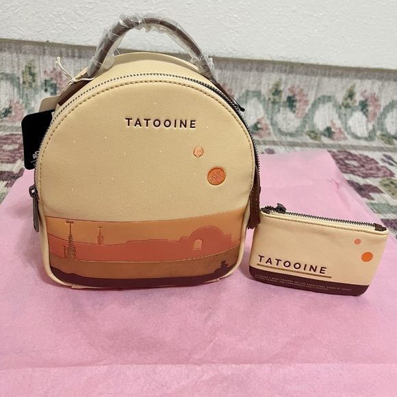 🎯 Loungefly Star Wars Tatooine Mini Backpack NWT - Picture 4 of 16